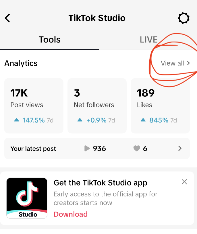 Analytics is visible by clicking 
